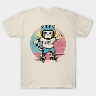 Cute Cat Rollerblading Summer Gift T-Shirt